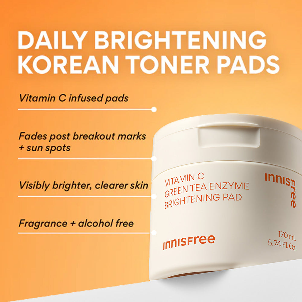 Innisfree Vitamin C Gree Tea Brightening Toner Pad - 60 Pcs